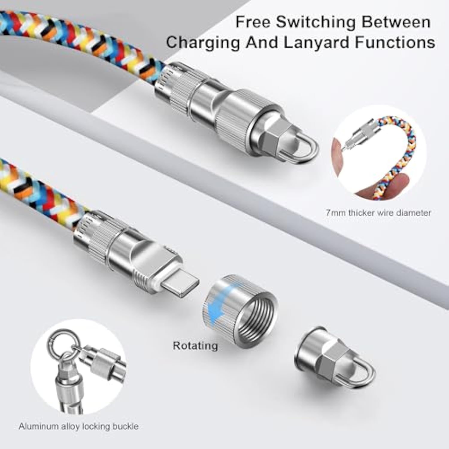 For Iphone Charging Cable 4Ft Cell Phone Lanyards 60W For Iphone Fast Charger Cord Universal Phone Strap Crossbody Charging Cord Multifuctional Phone Charger For Iphone 14 13 12 11 Pro Max Plus