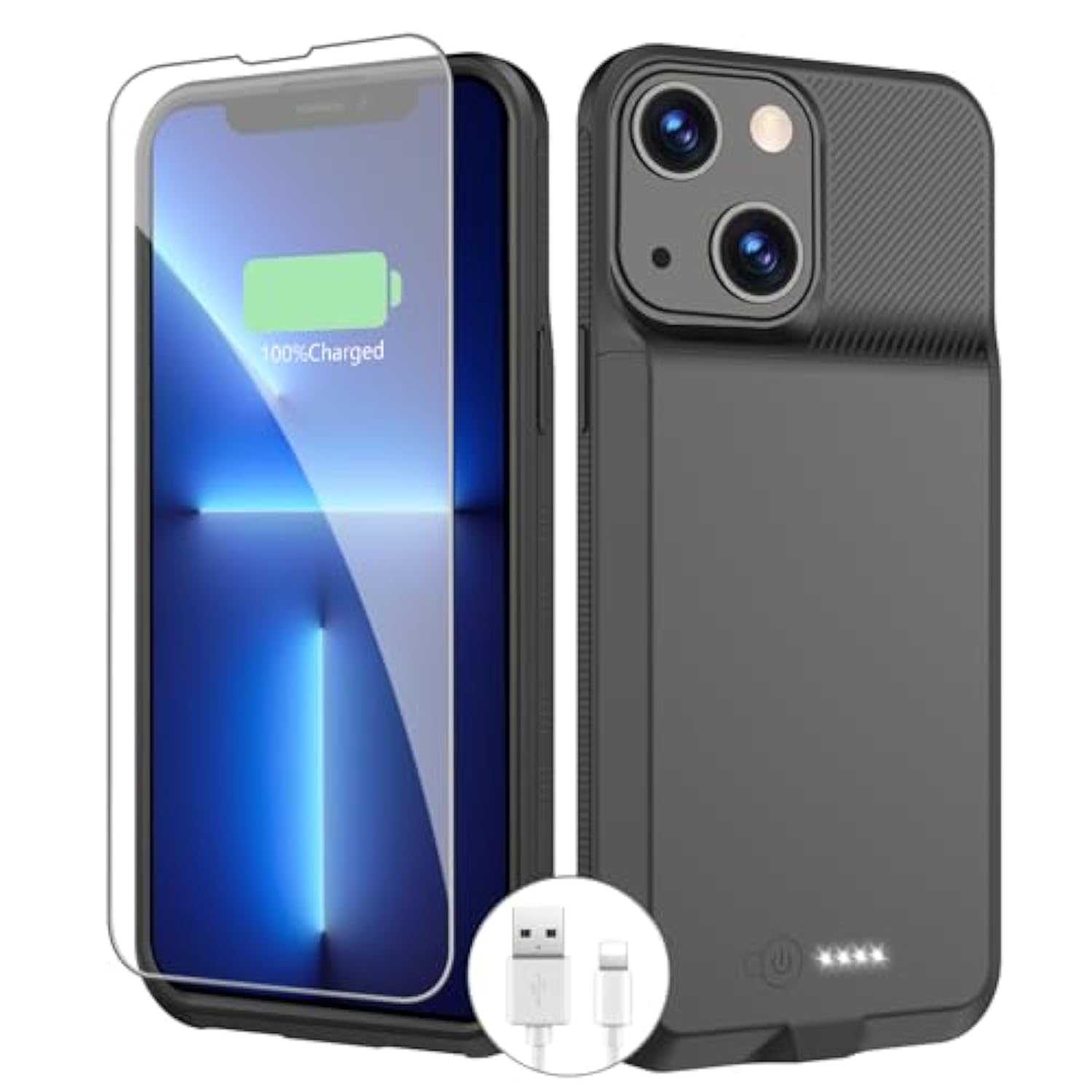 Battery Case For Iphone 13/13 Pro/14/14 Pro,Upgrated Powerful 7000Mah Charging Portable Rechargeable Charger Case Cover For Iphone 13/13 Pro/14 Pro/14 Charging Case-Black