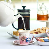 Paper Tea Cup Set, 24 Disposable Teacups With Handles & Saucers, Floral Design For Hot & Cold Drinks, Tea Party Decorations, Tableware