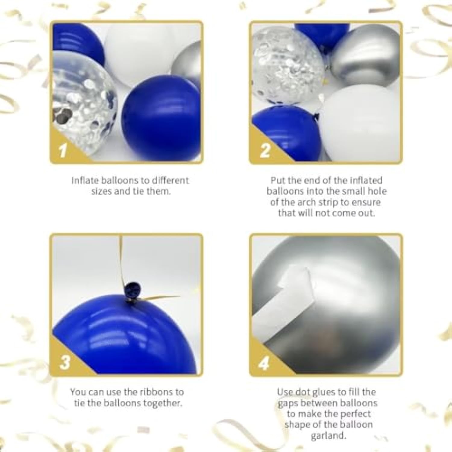 141Pcs Royal Blue And Silver Balloons Garland Arch Kit, Blue White Silver Confetti Balloon With Foil Star Balloons For 2025 Graduation Men’S Birthday Retirement Party Decorations