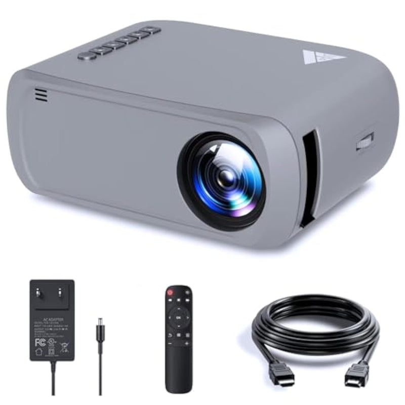 Mini Projector With Wifi Portable Projector Support 1080P 170" Mini Hd Movie Projector, Outdoor Projector Compatible With Phone/ Tablet/ Laptop/ Tv Stick/ Ps4/ Hdmi/Usb Wifi Grey