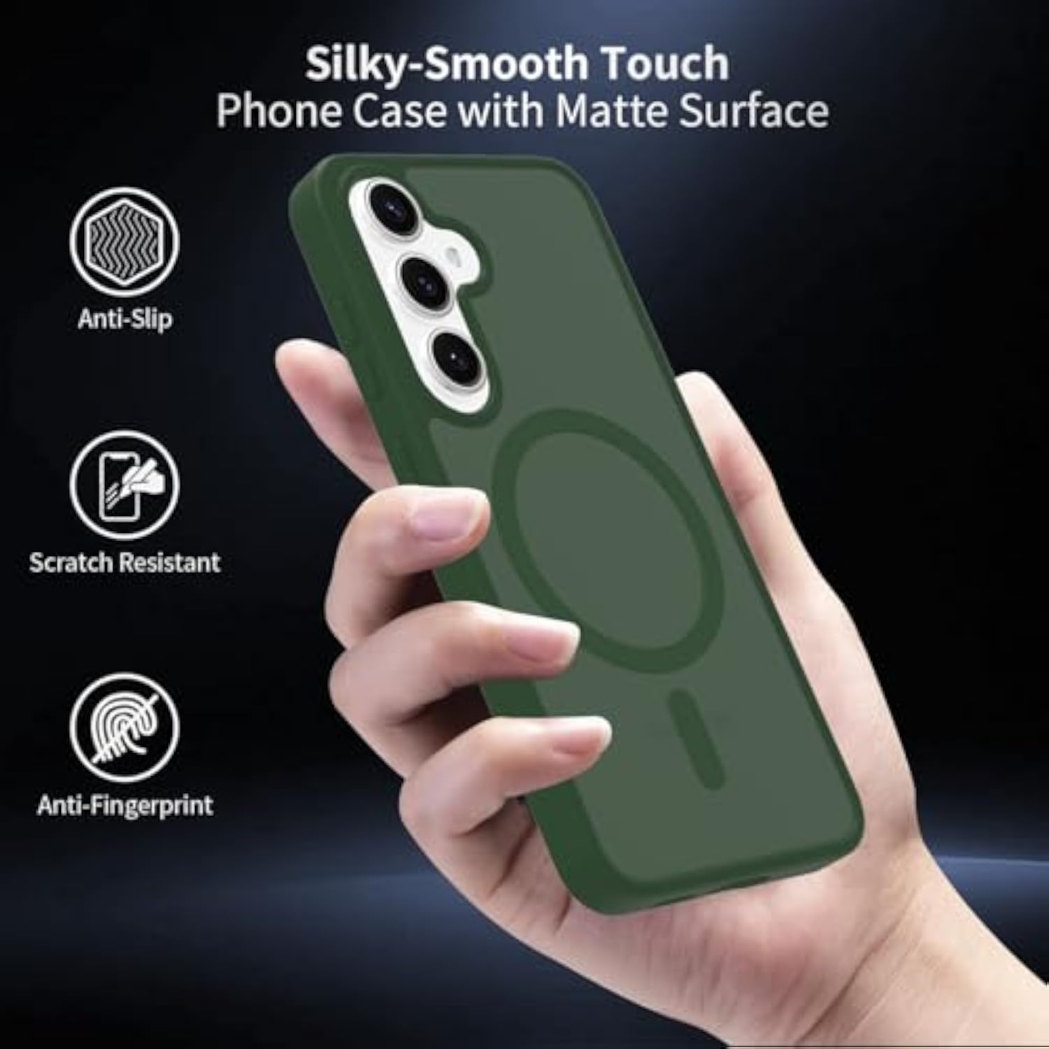 Samsung Galaxy S24 Case Magnetic with Magsafe Compatibility, 6.2 Inches Slim Fit Heavy Duty Protection Wireless Charging Lightweight Shockproof Anti-Slip Protective Phone Cover, Green