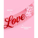 Lucky in Love Fringe Banner, Red Foil & Pink Iridescent 5ft Party Decoration