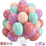 Pink And Green Balloons, 50Pcs 12 Inch Dusty Retro Pink Purple Blue Fairy Balloons For Girls Fairy First Birthday Party Decorations Spring Garden Birthday Tea Party Baby Shower Decor