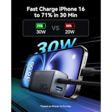 Usb C Charger Block, 2-Pack 30W Fast Charging Type C Wall Charger With Foldable Plug And 5Ft Usb-C Cable For Iphone 16 15 Samsung S25 S24 Ipad Pro And More Series