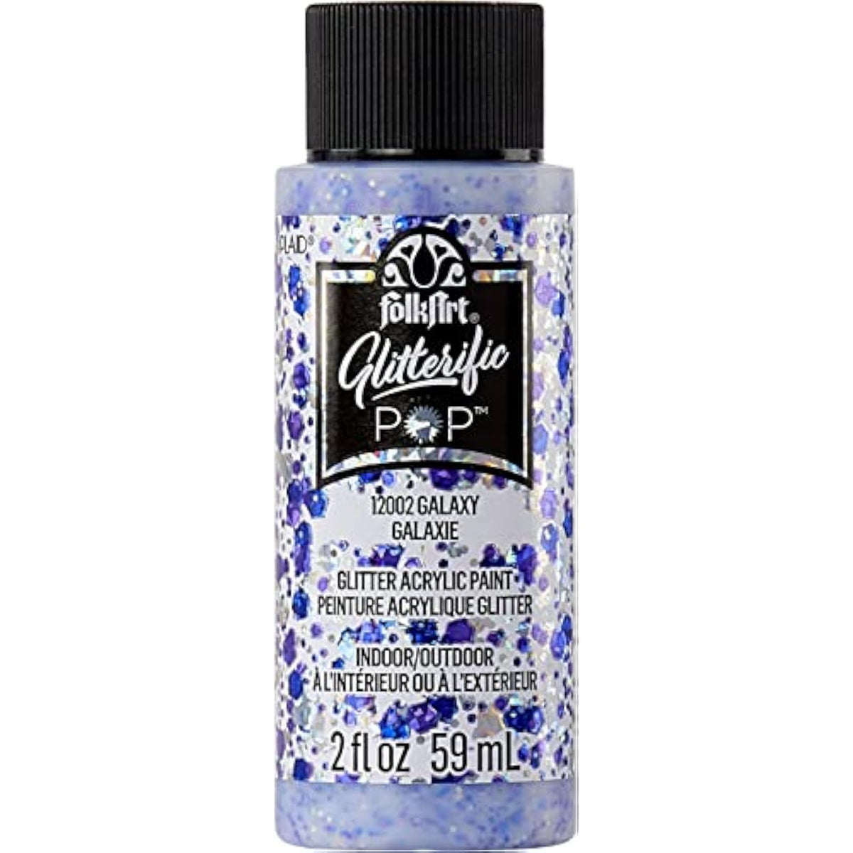 FolkArt Glitterific Pop Acrylic Craft Paint, Galaxy 2 fl oz Premium Glitter Finish Paint, Perfect for Easy to Apply DIY Arts and Crafts, 12002