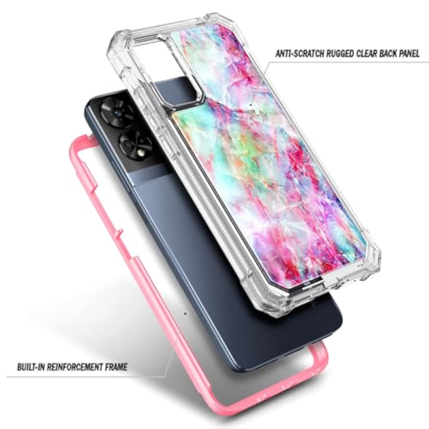 Designed For Tcl 50 Xe 5G Phone Case, 50 Xe Nxtpaper 5G Case With Screen Protector, [Raised Corners Drop Protection] Full-Body Protective Shockproof Rugged Bumper Cover (Marble Fantasy)