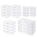 24 Pieces Mixed Sizes Rectangular Empty Mini Clear Plastic Organizer Storage Box Containers With Hinged Lids For Small Items And Other Craft Projects
