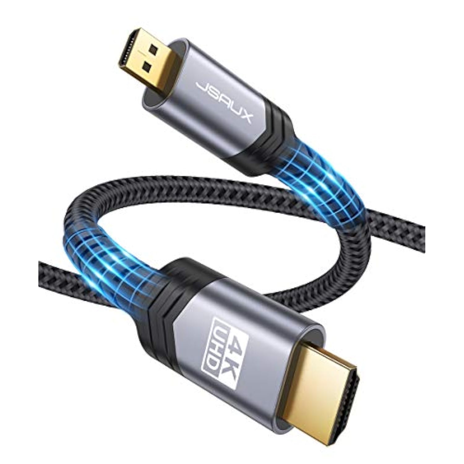 4K Micro Hdmi To Hdmi Cable 10 Ft, Micro Hdmi To Standard Hdmi Cord Braided Su