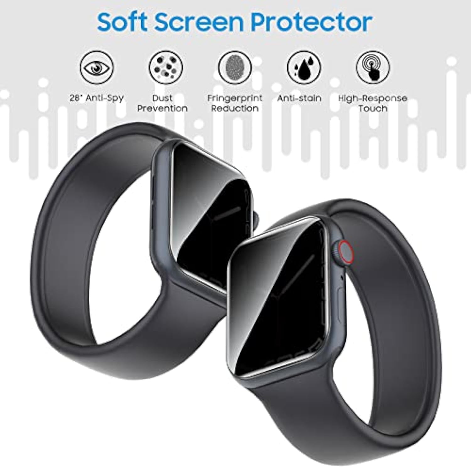 6 Pack For Apple Watch Privacy Screen Protector 44Mm, Apple Watch Se Series 6/5/4 Screen Protector [Upgrade Flexible Film] Anti-Scratch [Non-Bubbles] Soft Hd Tpu Clear Film For Iwatch 44Mm