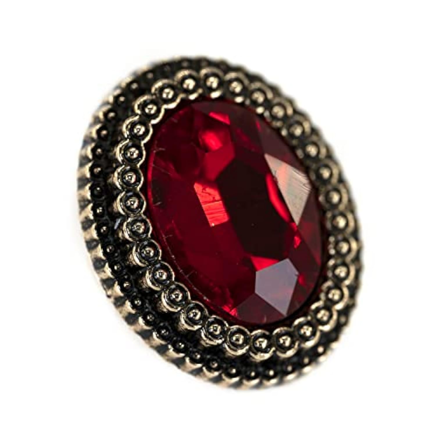 20 Pcs Red Oval Rhinestone Metal Shank Sewing Coat Buttons - 21Mm - 27