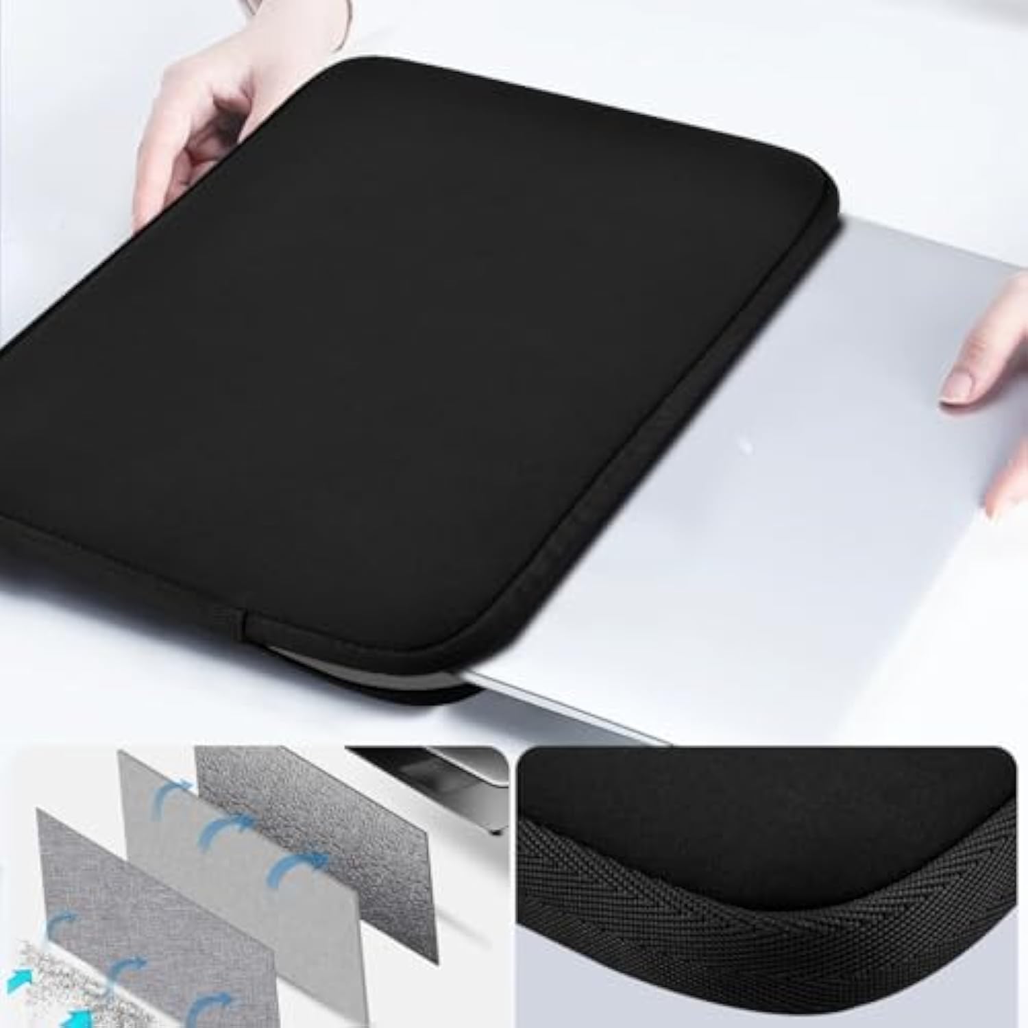 Elastic Laptop Case 13-14 Inch Sleeve With Small Case, Neoprene Rainproof & Shockproof Cover For Macbook Pro 14" M3 M2 M1 And 13.3" Macbook Air/Pro,Xps 13/14 & Most 13"-14" Notebooks?Black