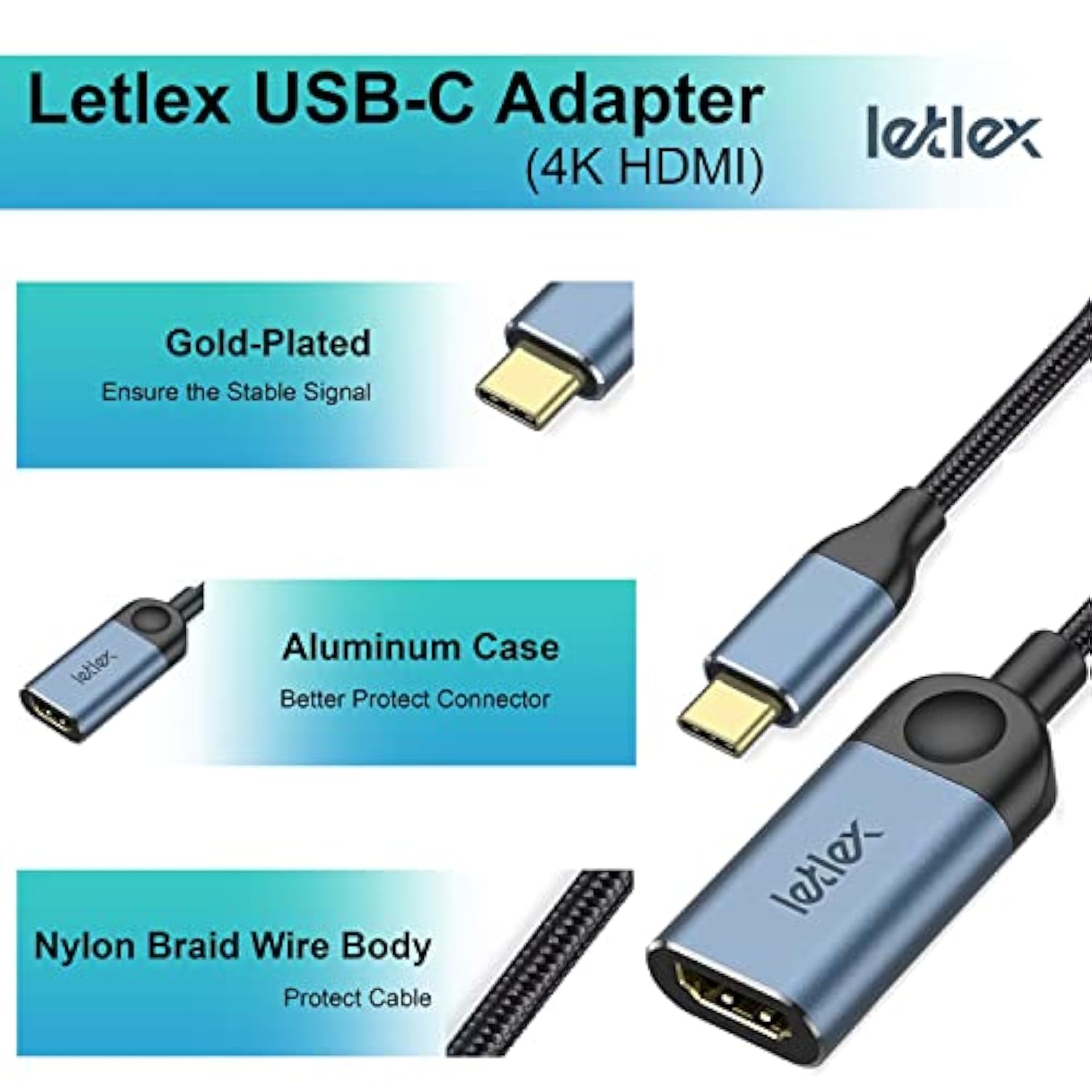 4K@30Hz Usb C To Hdmi Adapter - 4K Thunderbolt 3 Compatible - Converter Cable