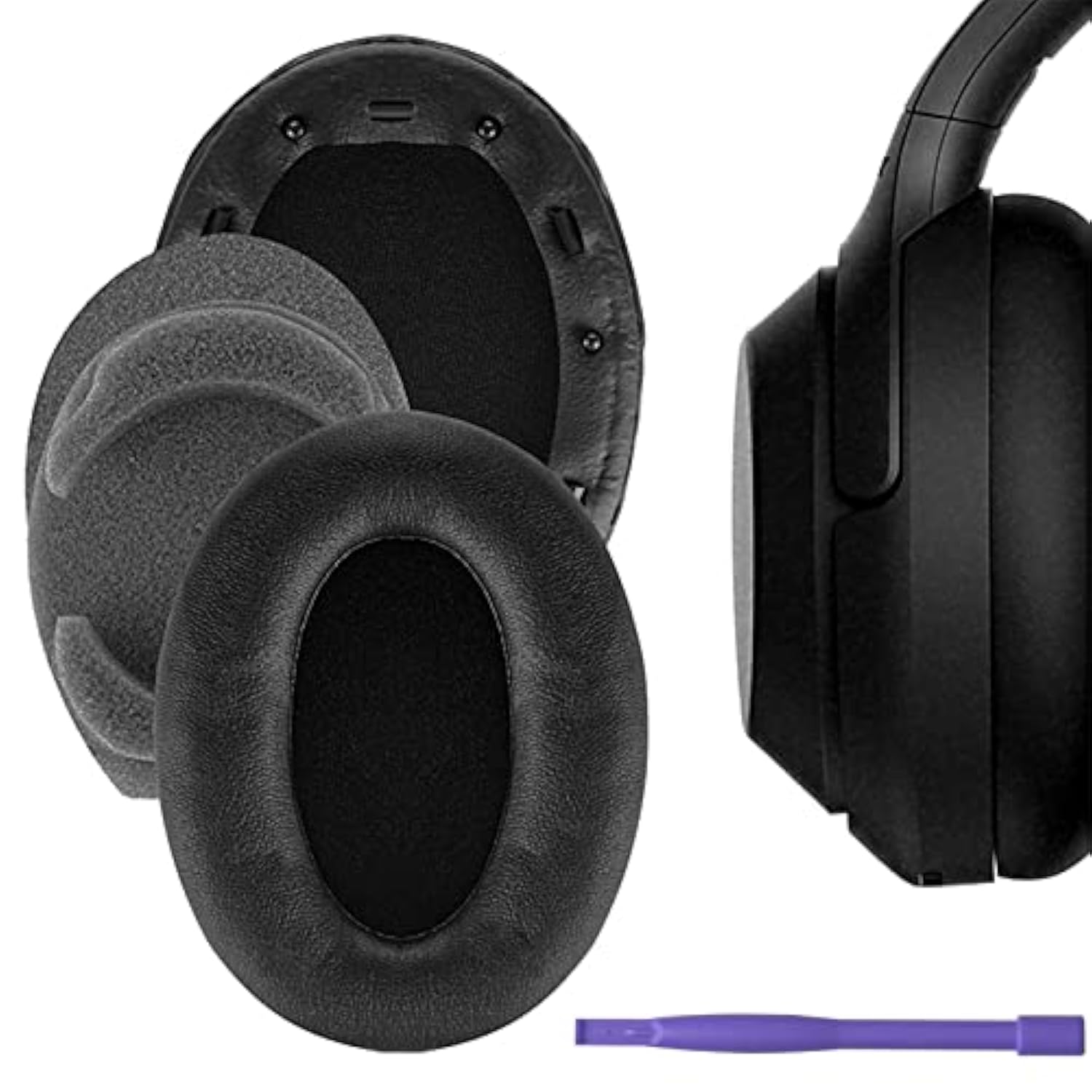 Wh-1000Xm3 Ear Cushions Replacement Noise Isolation Ear Pads Compatible With Sony Wh1000Xm3 Wireless Noise Canceling Over-Ear Headphones- Added Thickness & Plastic Stick(Black)