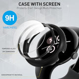 3-Pack For Google Pixel Watch 3/2/1 41Mm Case, [Anti-Scratch] 9H Tempered Glass Screen Protector+ All-Round Pc Glossy Protective Cover Bumper