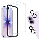 Anti Blue Light Screen Protector For iPhone 17 Tempered Glass Film 2-Pack with Camera Lens Protector 2-Pack Easy Alignment Tool