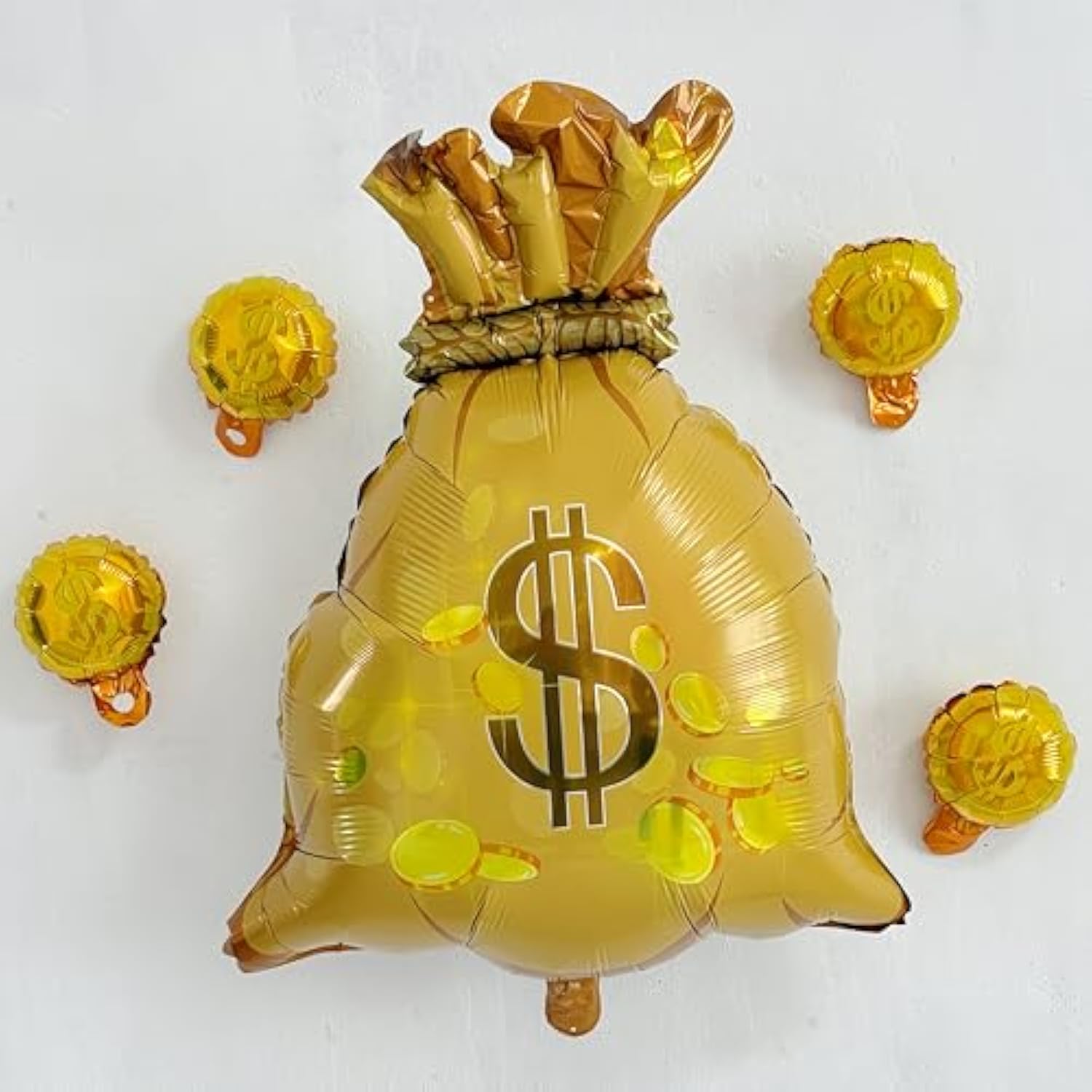 6Pcs Money Bag Foil Balloons Set/Dollar Party Balloons/Western Cowboy Party/Las Vegas Casino Party Gambling Game Decorations/Money Theme Birthday/Big Size Fake Money Reusable Balloons