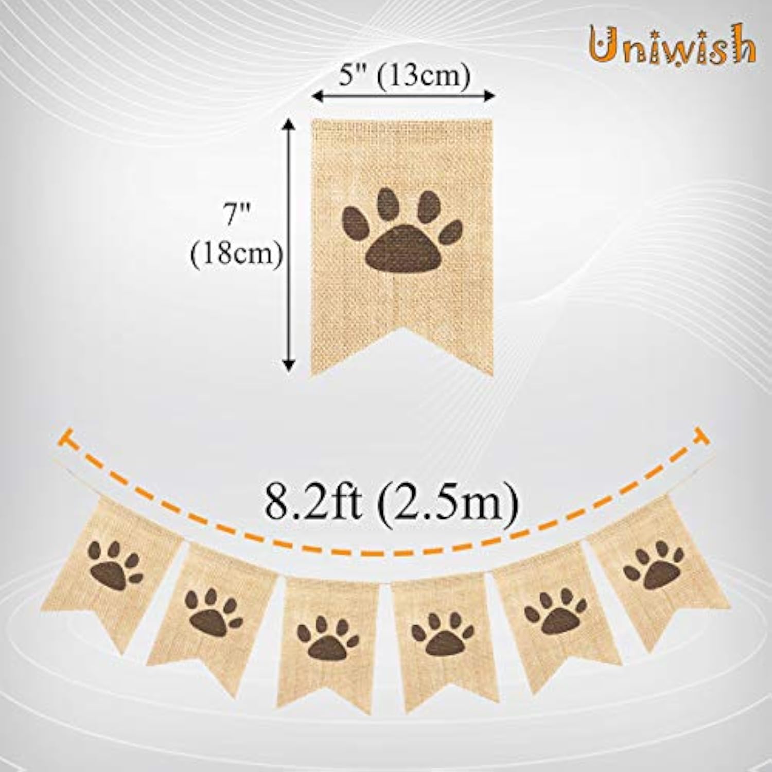 Dog Paw Print Banner Puppy Animal Theme Birthday Party Decorations, Rustic Burlap Bunting Pet Party Supplies Garland Photo Props