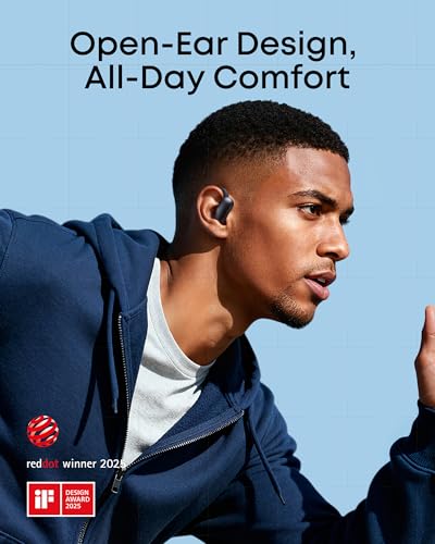 Aerofit 2 By Anker, Open-Ear Headphones, Real-Time Translation Earbuds, 4 Adjustable Positions For Every Ear Size, 2× Richer Bass, Hi-Res, 42H Playtime, Ip55,Ai Clear Calls,Wireless Charging