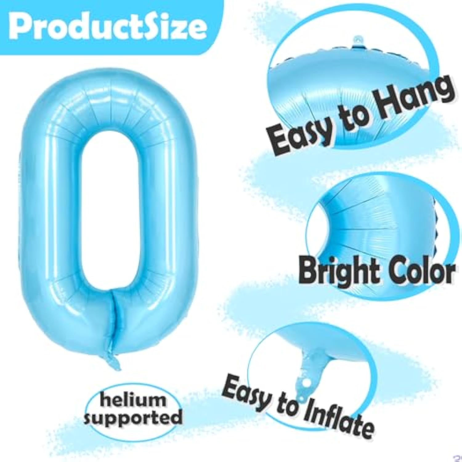 Light Blue 10 Balloon Number Blue Bow Birthday Decorations, Blue Bows Balloons Foil Mylar Helium Large 40” 10Th Birthday Balloon For Girls Coquette Birthday Party Decorations Supplies Party Favors