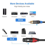 Female Xlr To Dual Rca Y Splitter Patch Cable,Unbalanced Xlr Female To 2 Rca/Phono Plug Stereo Audio Interconnect Duplicator Lead - 6.6 Feet