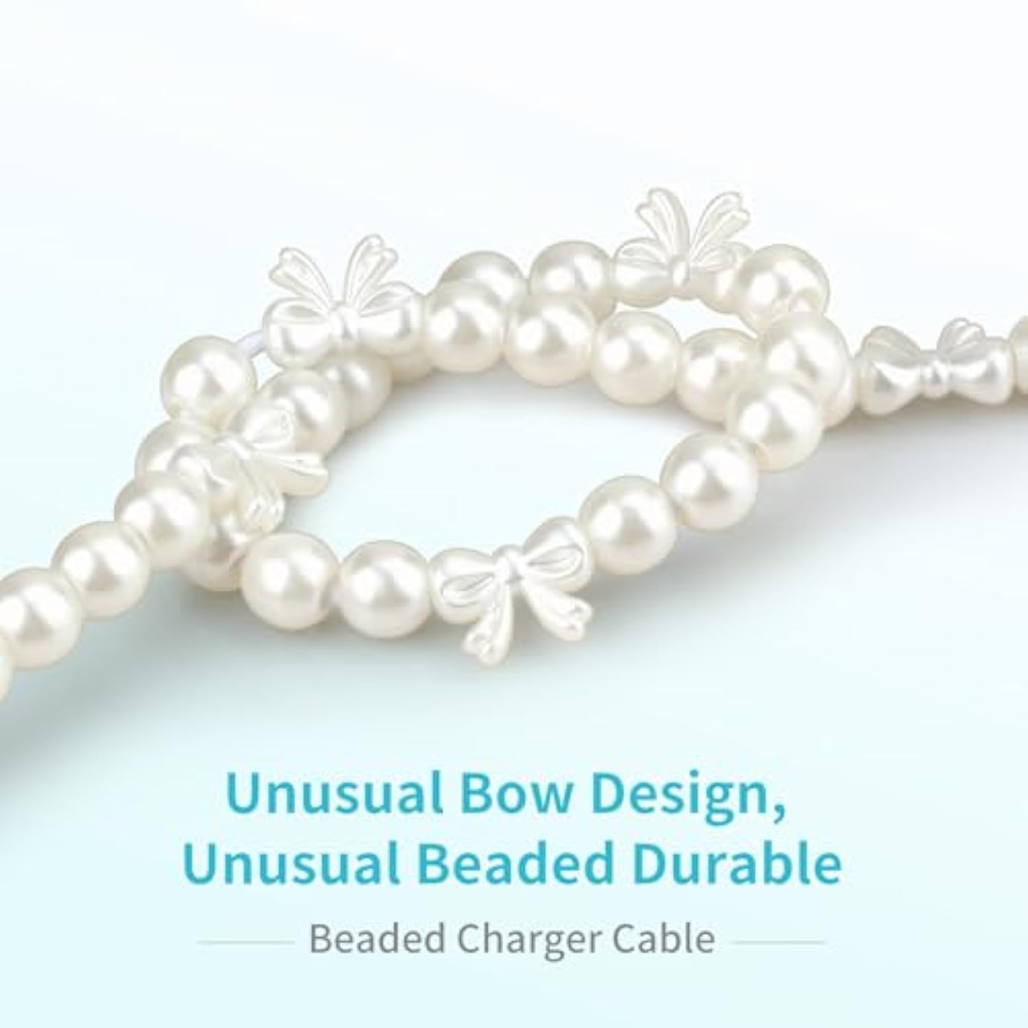 For Iphone Charger Cord [Mfi Certified] Beaded Pearl Iphone Fast Charging Cable For Iphone 14 13 12 11 Plus Pro Max Cute Bowknots Phone Charger Cord Usb A To Iphone Cable 3.3Ft For Ipad 9Th 8Th 7Th