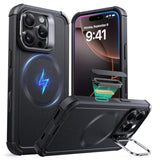 iPhone 16 Pro Case with Stand, 23FT Drop Protection, MagSafe, Cyber Series, Black