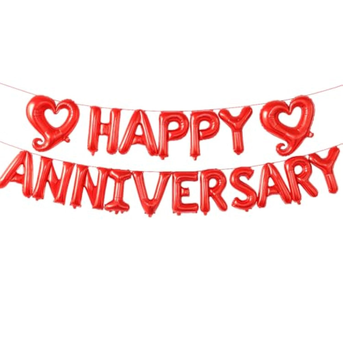 18 Inch Happy Anniversary Balloons Letters - Big Red Banner For Decorations | Heart Balloons For Party