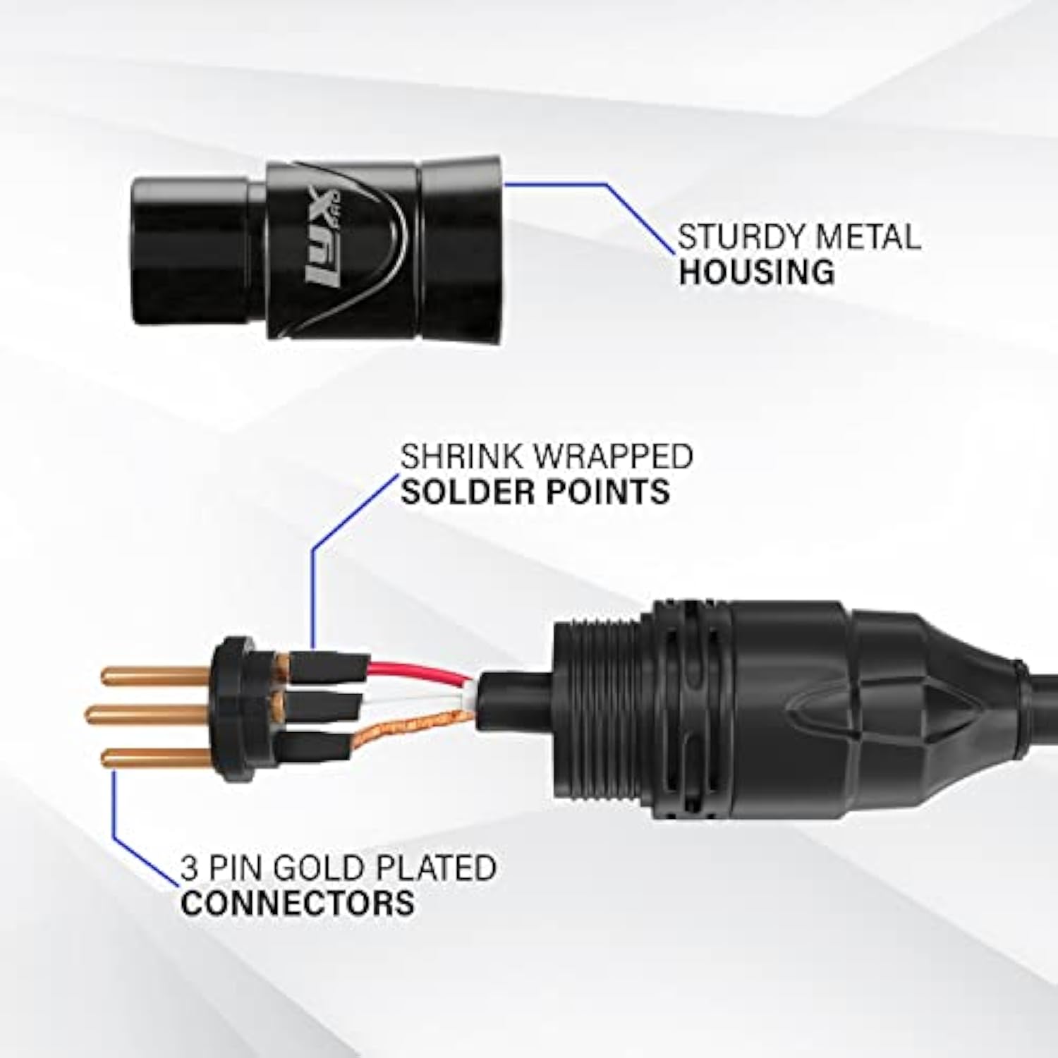 LyxPro 1.5 Feet Right Angle XLR Male to Female 3 Pin Mic Cord for Powered Speakers Audio Interface Professional Pro Audio Performance Camcorders DSLR Video Cameras and Recording Devices - Black