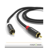 FosPower (2 Pack) 2 RCA M/M Stereo Audio Cable [24K Gold Plated | Copper Core] 2RCA Male to 2RCA Male [Left/Right] Premium Sound Quality Plug - 3FT