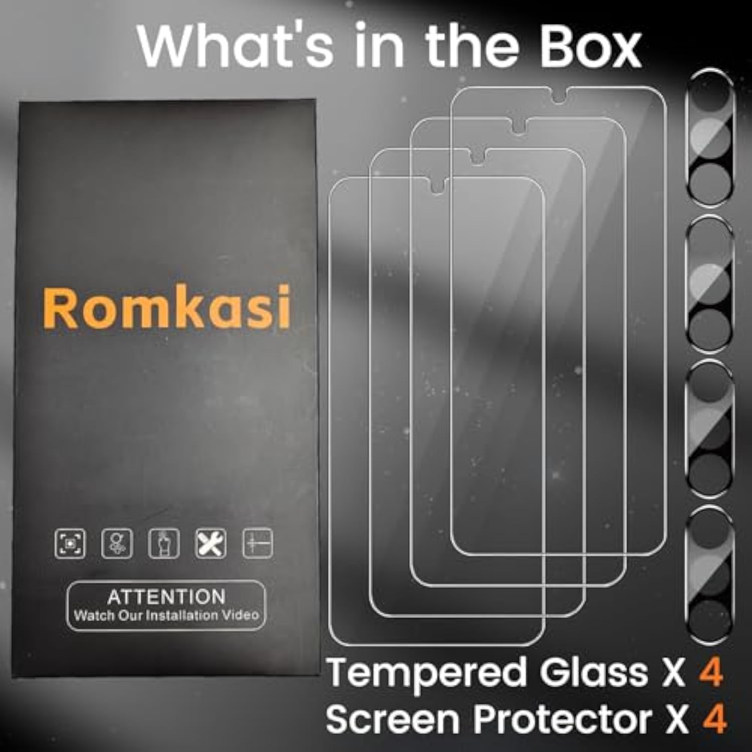 4 Pack Screen Protector For Samsung Galaxy A15 5G With 4 Pack Camera Lens Protector, Full Coverage Tempered Glass Film Anti-Fingerprint Case Friendly
