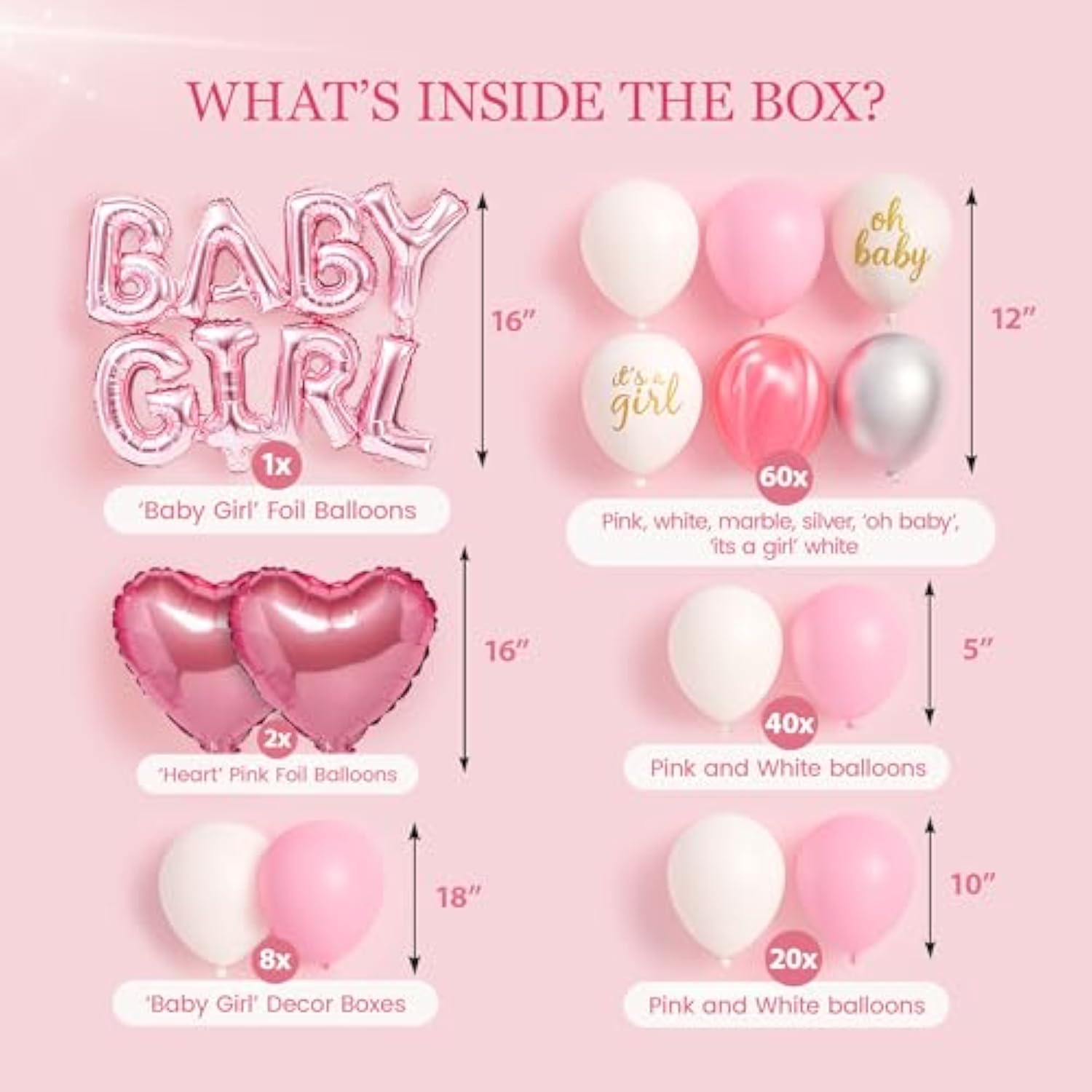 Pink Baby Shower Decorations For Girl - All-In-One Inclusive Jumbo Decor Set