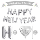 32in Silver 2026 Number Balloons Happy New Year Foil Party Decorations