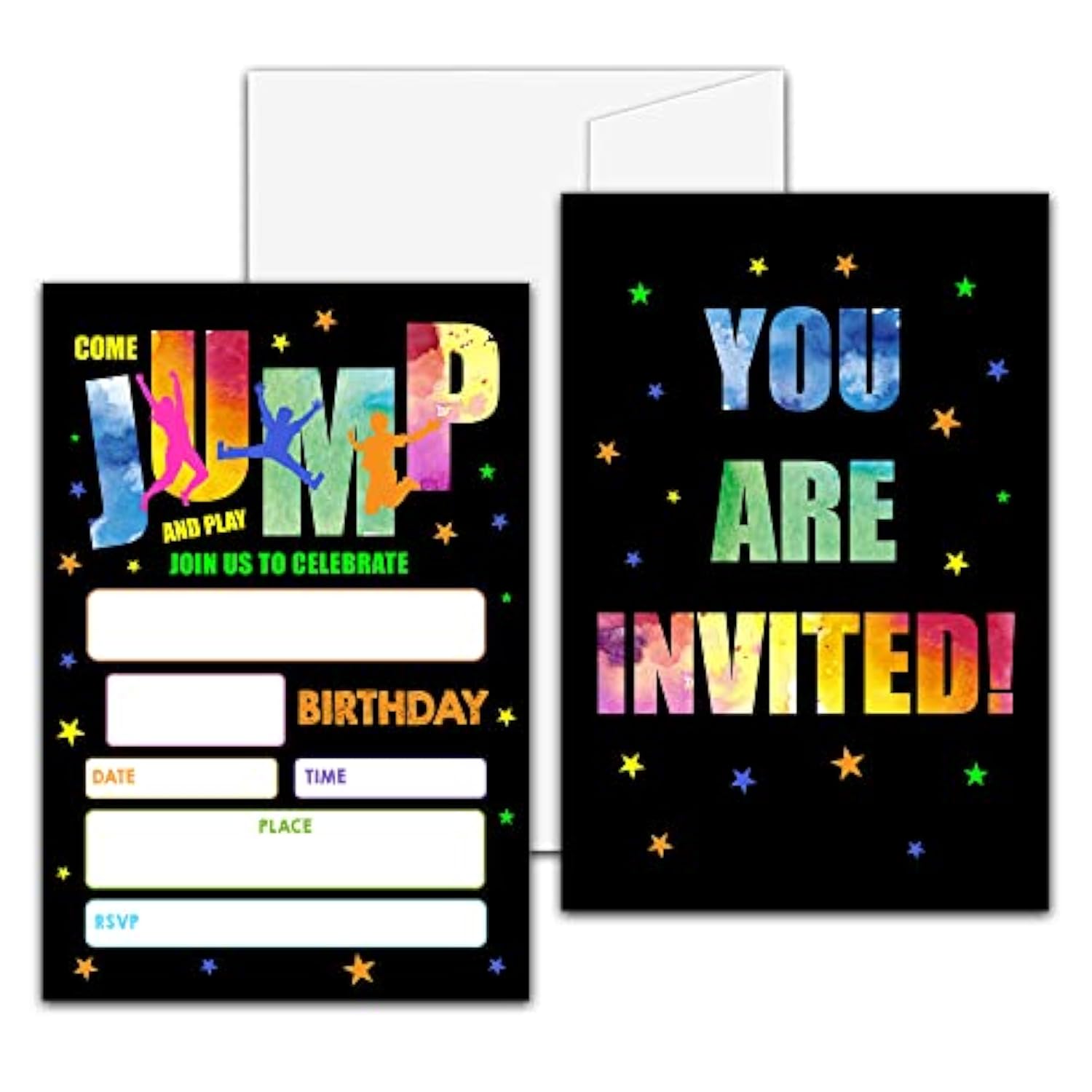 Trampoline Birthday Party Invitation, Bounce House, Jump Zone Fill-In Invites For Men & Women, 20 Invitations With Envelopes(4" X 6")?Personalized Adults Party Favors Decorations And Supplies-20