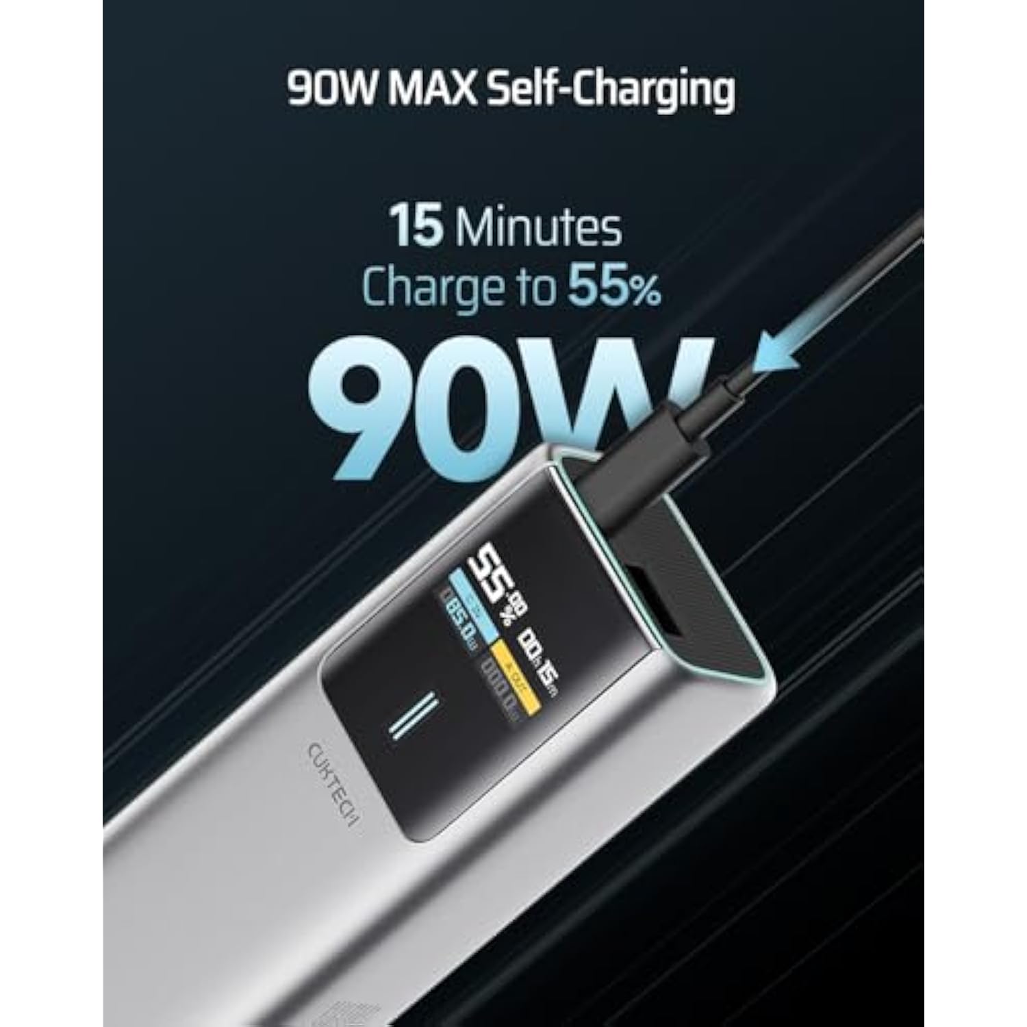 10 Power Bank 10000Mah, 100W Usb C Portable Charger With Smart Display, Pd3.0 Fast Charging External Battery Pack For Iphone 16/15/14/13, Samsung, Macbook, Dell, Steam Deck And More