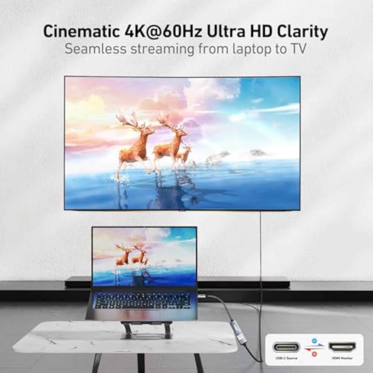 Benfei Usb C To Hdmi Adapter, Usb Type-C To Hdmi Adapter [Thunderbolt 3/4 Compatible] With 15 Pro/Max, Macbook Pro/Air 2023, Ipad Pro, Imac, S23, Xps 17, Surface Book 3 And More