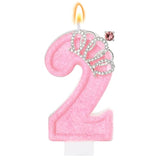 Pink Birthday Candle Crown Number 2 Candles Cake Candle,Pink Birthday Cake Topper Cupcake Decorations Party Decor For Girls And Women Anniversary Celebrations Supplies Favors
