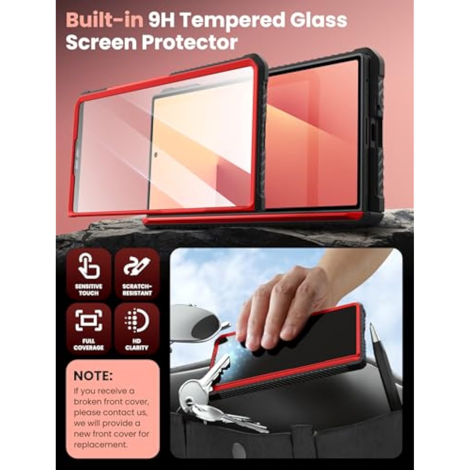 i-Blason Armorbox for Samsung Galaxy Z Fold 7 Case with Stand [Tempered Glass Screen Protector] [Hinge Protection] Full-Body Heavy Duty Rugged Shockproof Protective Case for Z Fold 7 (Red)