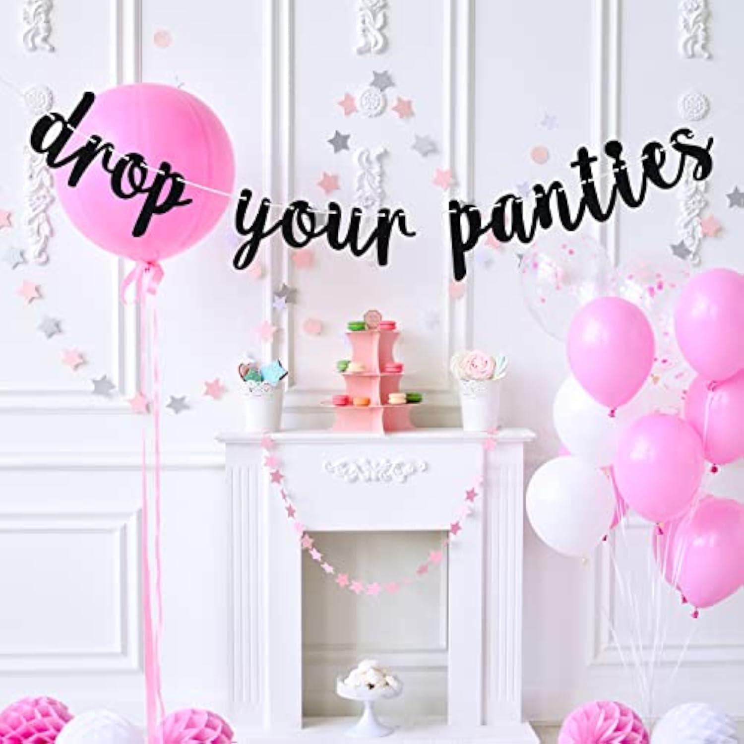 Black Glitter Drop Your Panties Banner Lingerie Shower Wedding Bachelorette Decor