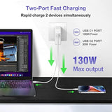 Macbook Pro Charger/Macbook Air Charger-130W Dual Usb C Charger For Macbook Pr