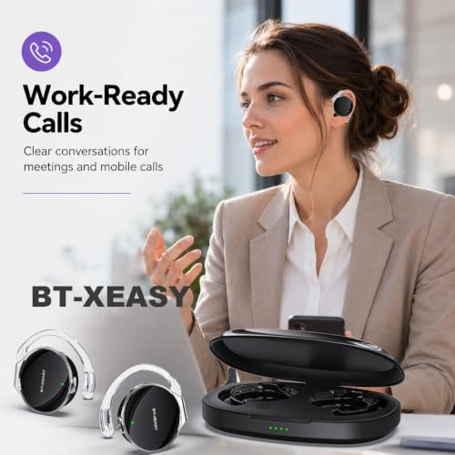 On Ear Bluetooth Headphones, Open-Ear Headphones Wireless with 4-Mic ENC for Crystal Clear Calls, 52H Total Battery, Dual Device, Sport Clip On