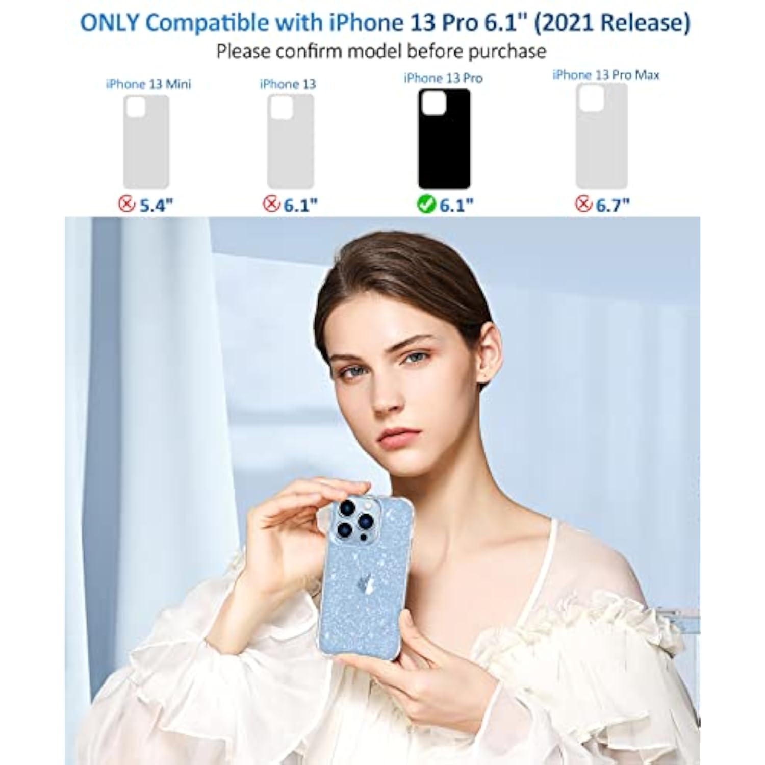 Clear Glitter Design iPhone 13 Pro Case for Protection and Style