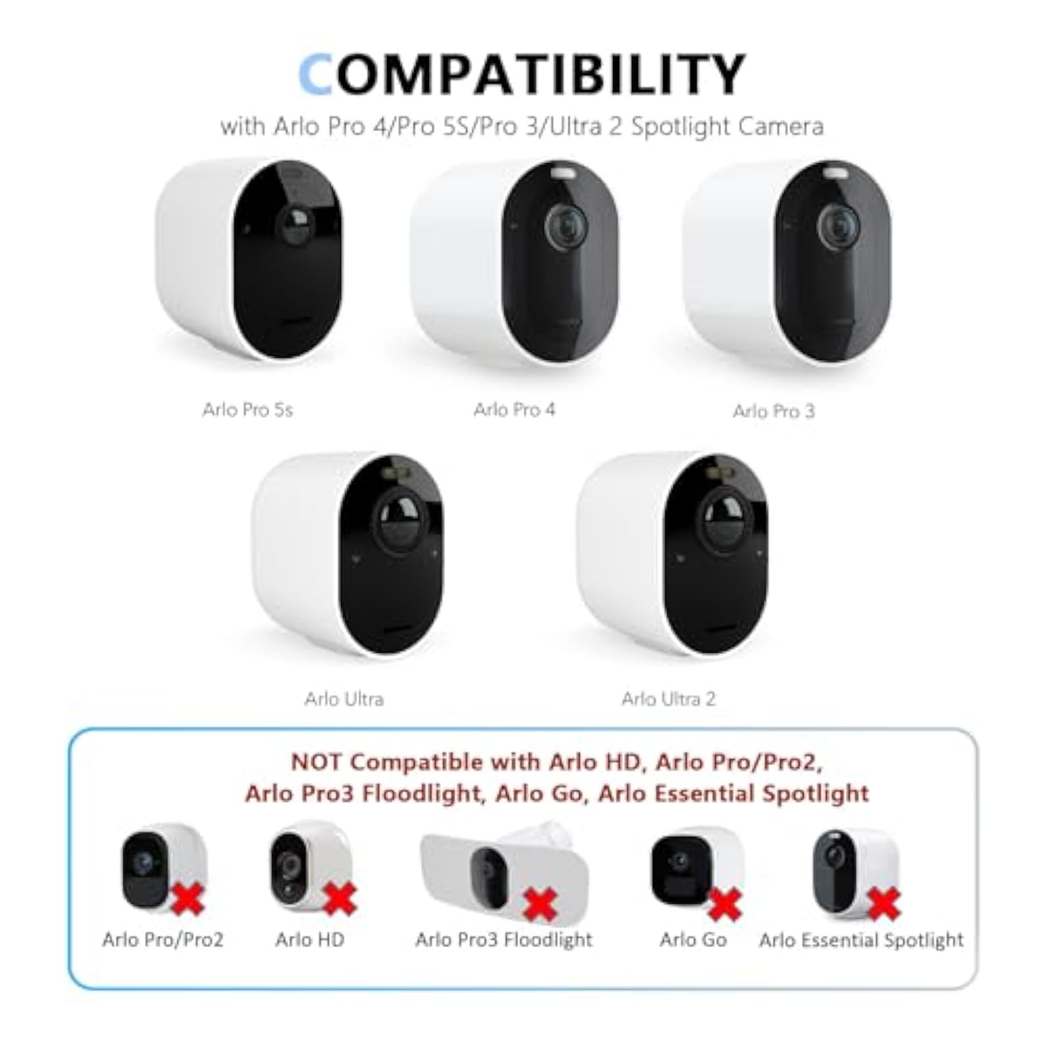 Arlo 2 Pack 10Ft Magnetic Charging Cable - Compatible With Arlo Pro 5S 2K, 4, 3, Ultra 2, Ultra, Go 2 Security Cameras - Weather Resistant Connector Power Adapter