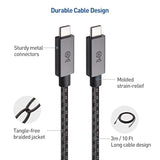 Cable Matters Braided Long USB C Cable 10 ft with Fast Charging, Up to [100W Charging, 480Mbps Data Transfer], No Video Support, Black, USB C Charger Cable Compatible with MacBook Pro, PS5 Controller