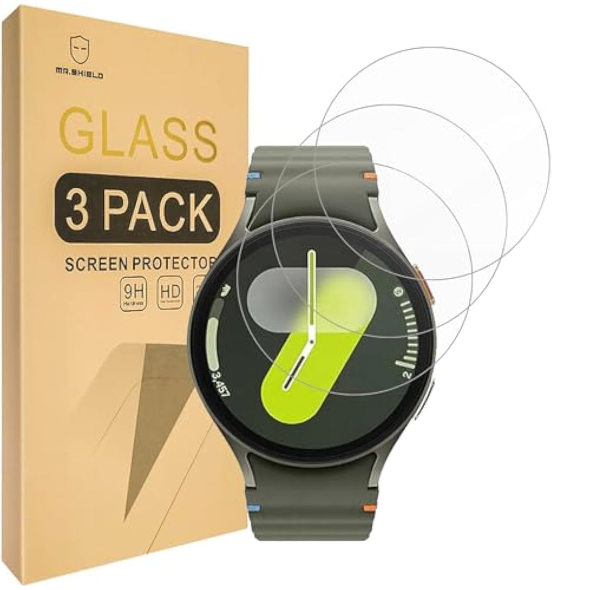 3-Pack Samsung Galaxy Watch 7 44mm Tempered Glass Screen Protector 9H