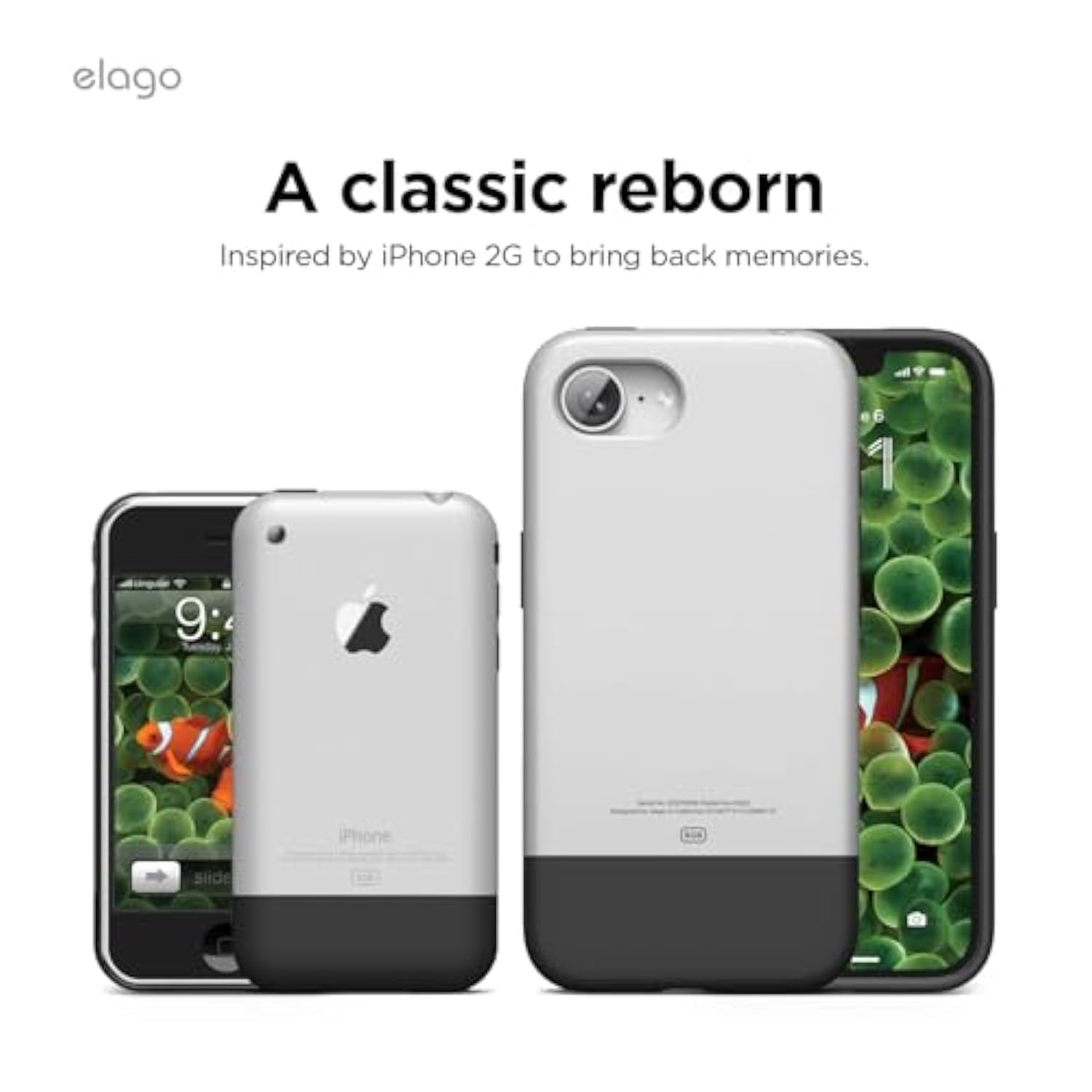 elago Magnetic Original 2G Case Compatible with iPhone 16e Case 2025, Precise Camera Cutouts, Strong Magnetism, Full Body Protective Cover, Shockproof, (Silver/Black)