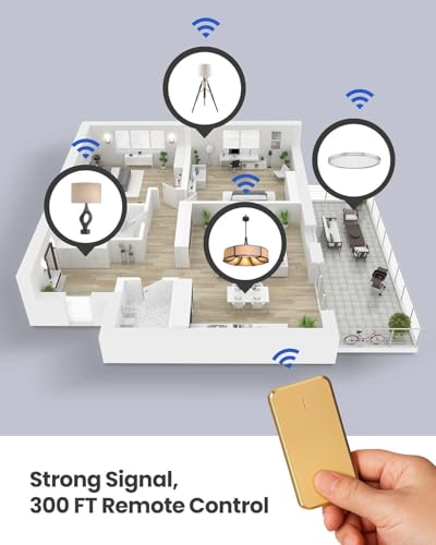 Remote Control Outlet Plug Switch, Buckle Design & Removable Wireless Light Switch, 1500W On Off For Household Appliances, 300 Ft, No Wiring No Wifi, Programmable, Golden