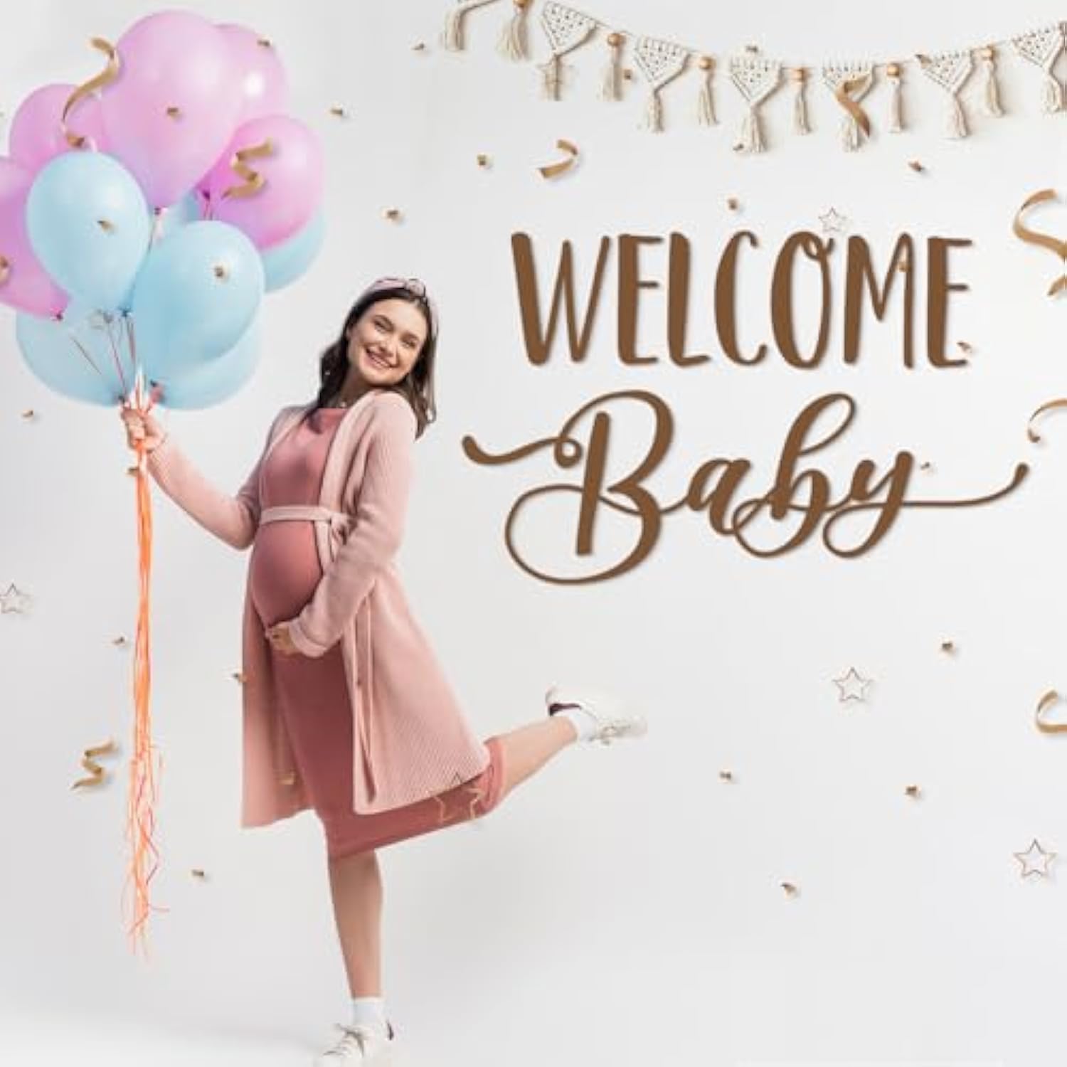 Welcome Baby Shower Decal Sign - Pregnancy Gender Reveal Stickers Boy Or Girl For Wall Balloon Arch Backdrop