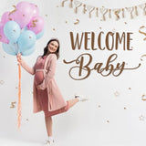 Welcome Baby Shower Decal Sign - Pregnancy Gender Reveal Stickers Boy Or Girl For Wall Balloon Arch Backdrop