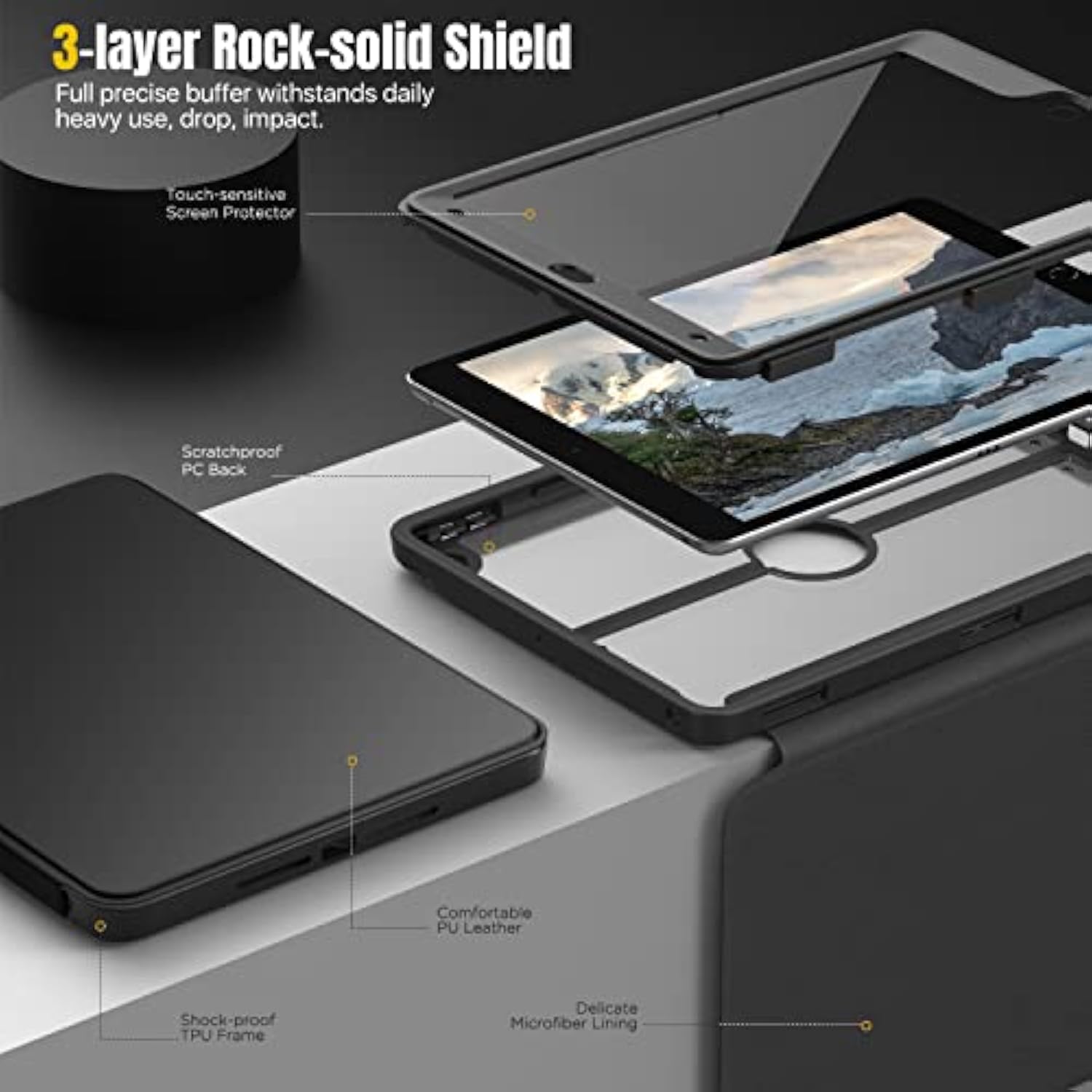 MoKo Case for iPad 9th Generation with Pencil Holder, iPad 8th/7th Gen Case 10